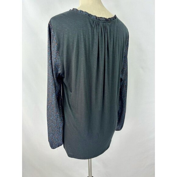 Dolan Anthropologie Marilyn Blouse Top Dark Blue Grey Black Animal Leopard Print - Picture 5 of 11